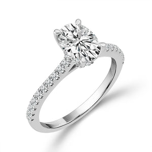 Diamond Bridal Ring 1 ct tw Center OV 14k White Gold