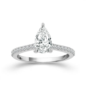 Diamond Bridal Ring 1 ct tw Center PE 14k White Gold