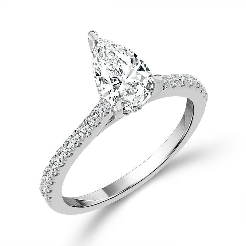 Diamond Bridal Ring 1 ct tw Center PE 14k White Gold