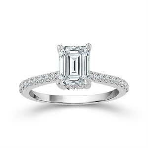Diamond Bridal Ring 1 ct tw Center EM 14k White Gold