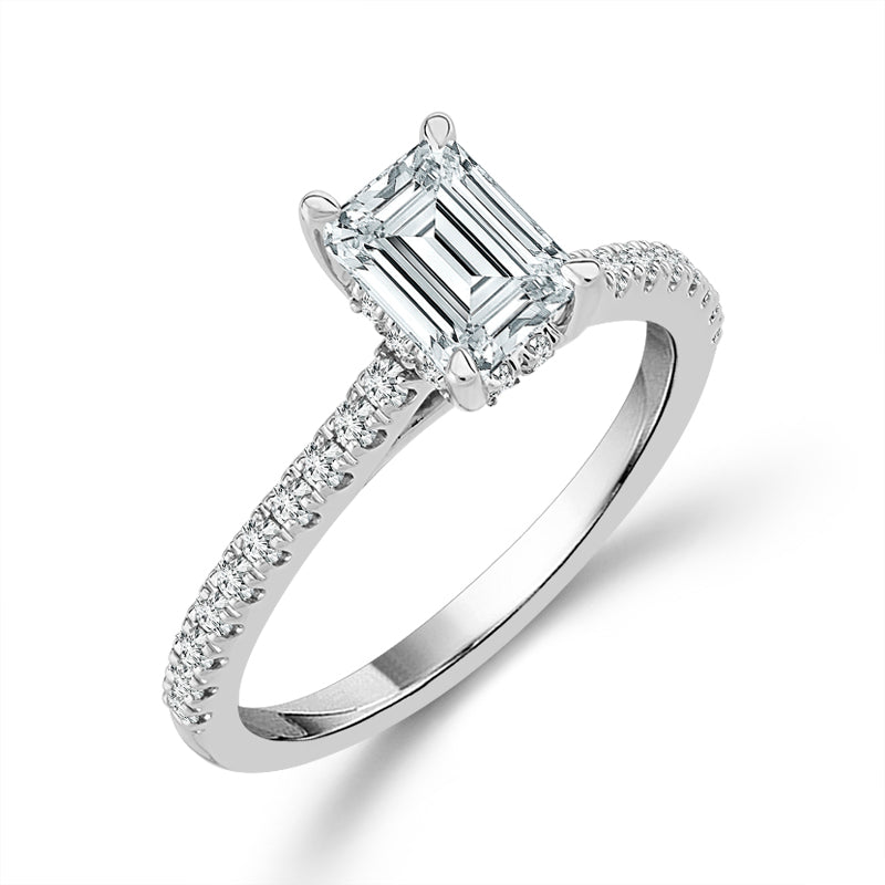 Diamond Bridal Ring 1 ct tw Center EM 14k White Gold
