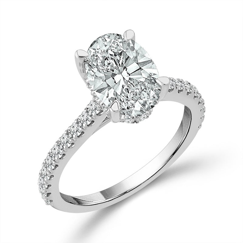 Diamond Bridal Ring 2 ct tw Center OV 14k White Gold