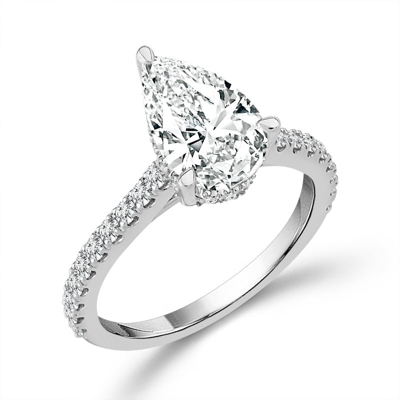 Diamond Bridal Ring 2 ct tw Center PE 14k White Gold