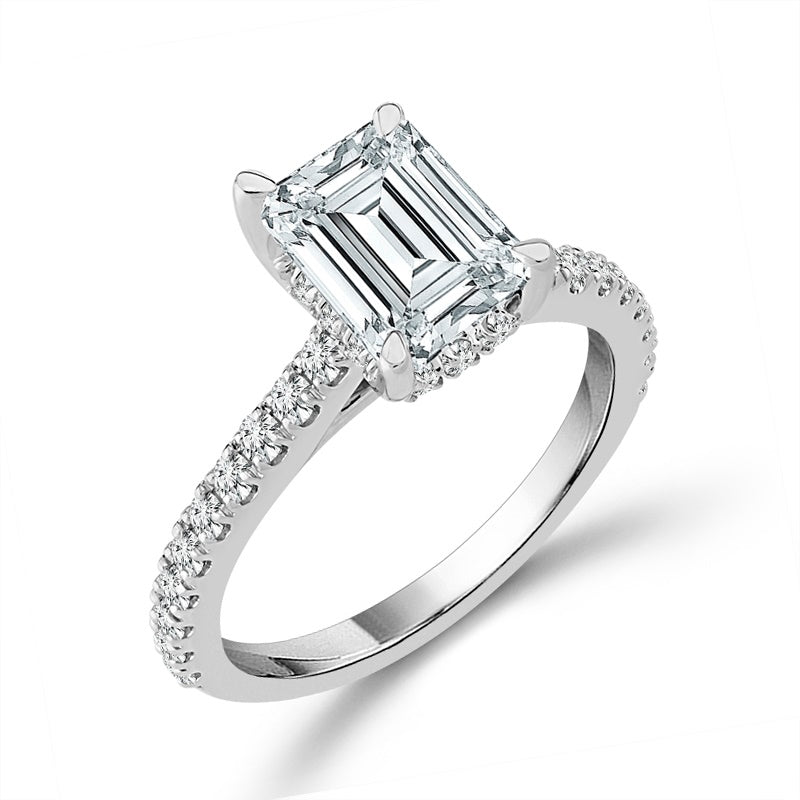 Diamond Bridal Ring 2 ct tw Center EM 14k White Gold