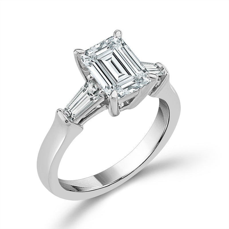 Diamond Bridal Ring 1 1/2 ct tw Center EM 14k White Gold
