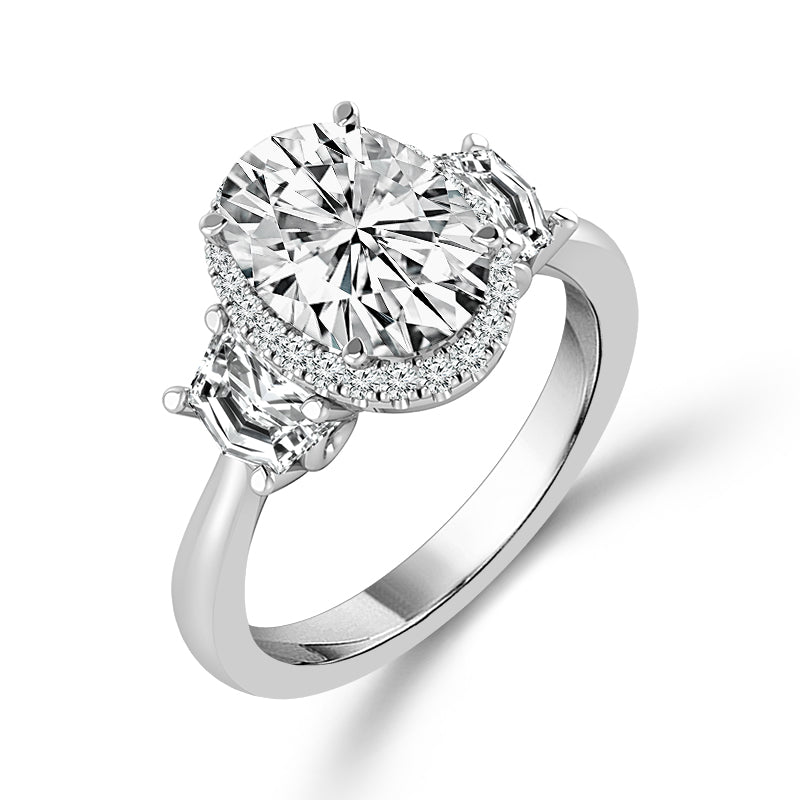 Diamond Bridal Ring 2 ct tw Center OV 14k White Gold