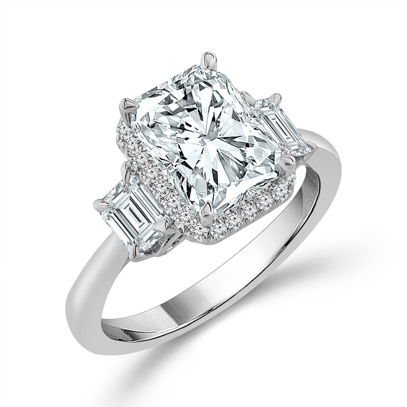 Diamond Bridal Ring 2 ct tw Center EM 14k White Gold