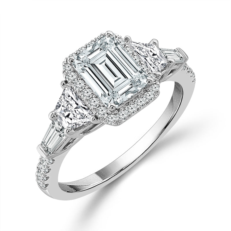 Diamond Bridal Ring 1 1/2 ct tw Center EM 14k White Gold