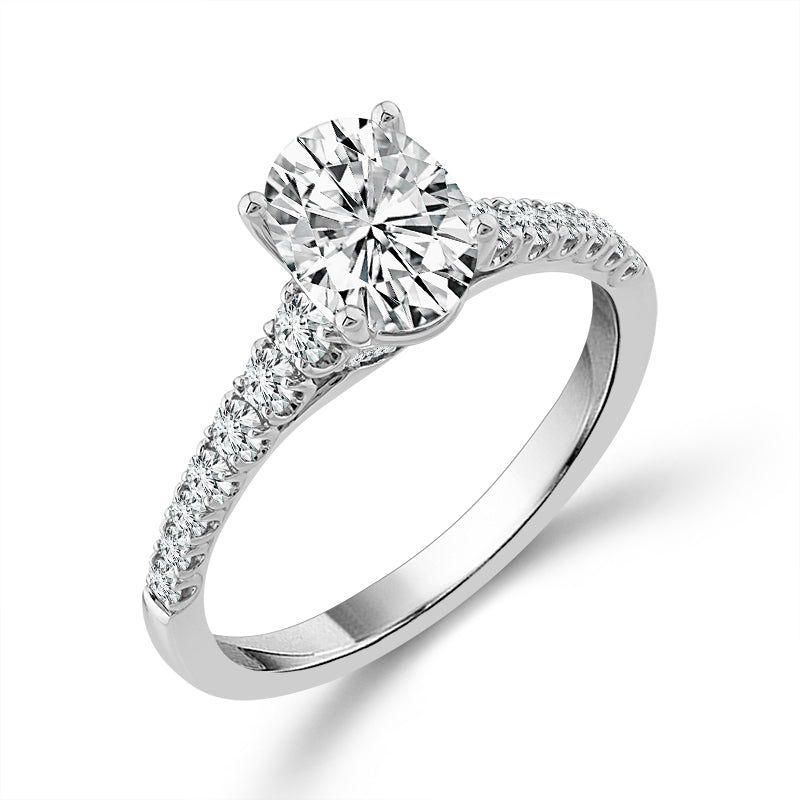 Diamond Bridal Ring 3/4 ct tw Center OV 14k White Gold