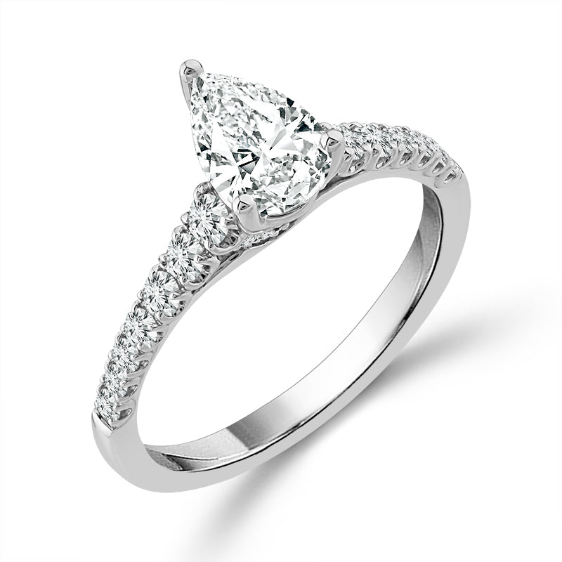 Diamond Bridal Ring 3/4 ct tw Center PE 14k White Gold