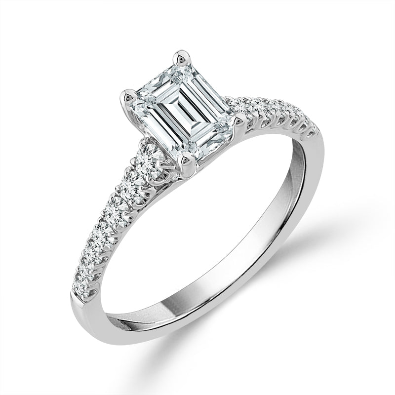Diamond Bridal Ring 3/4 ct tw Center EM 14k White Gold