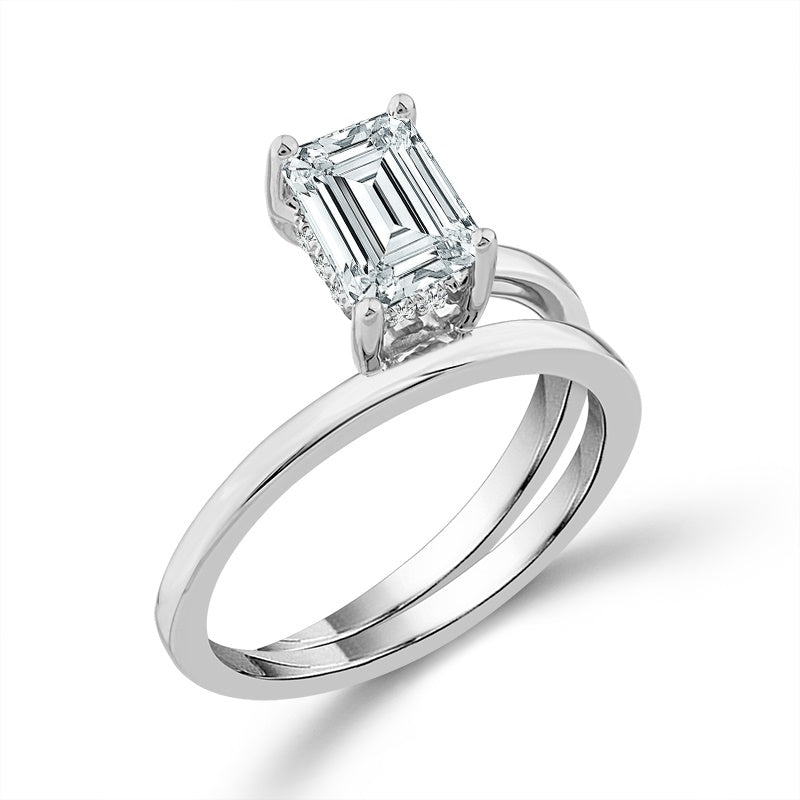 Diamond Bridal Ring 1 ct tw Center EM 14k White Gold