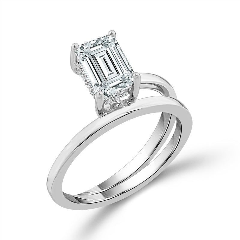 Diamond Bridal Ring 1 1/2 ct tw Center EM 14k White Gold