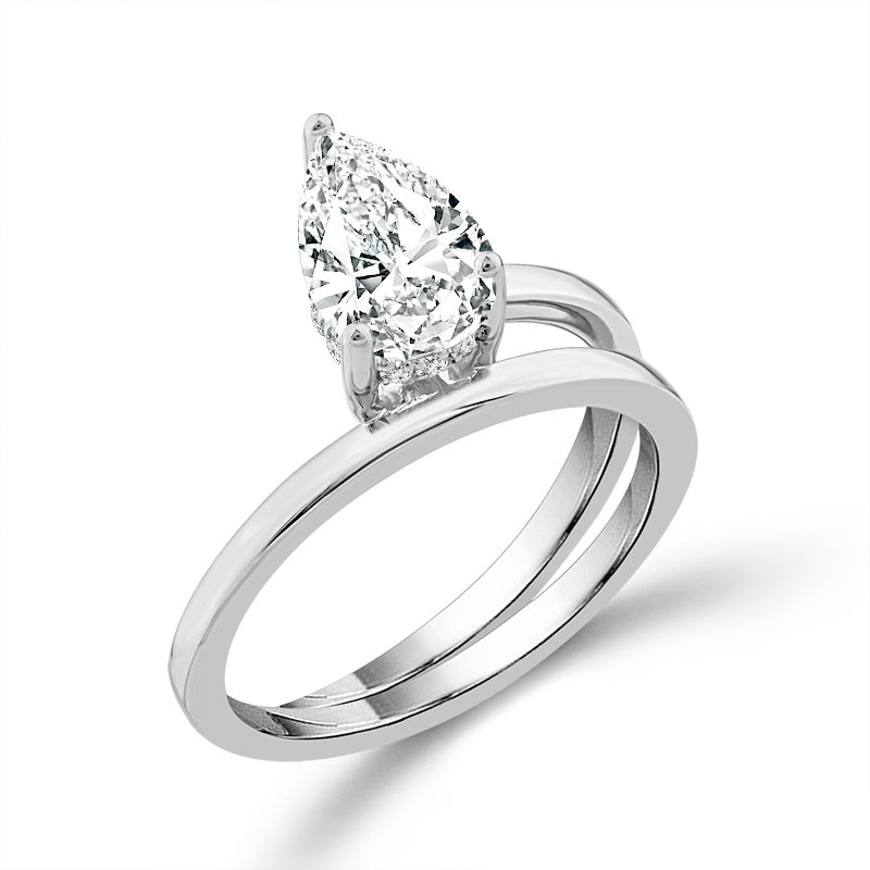 Diamond Bridal Ring 1 1/2 ct tw Center PE 14k White Gold