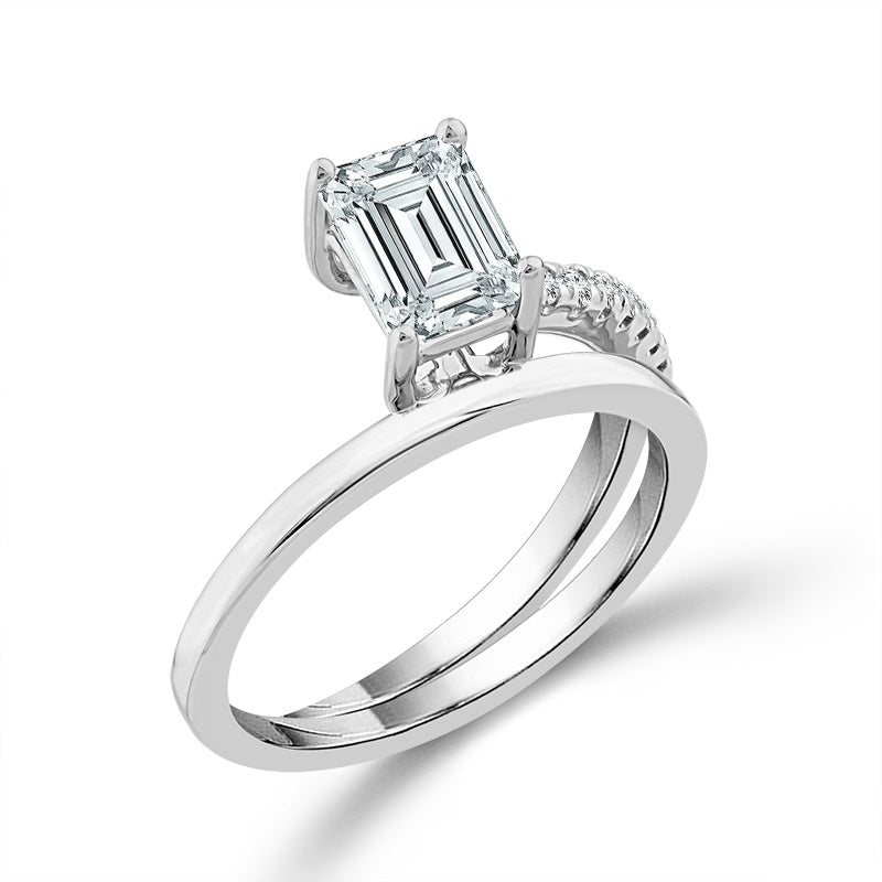Diamond Bridal Ring 1 1/2 ct tw Center EM 14k White Gold