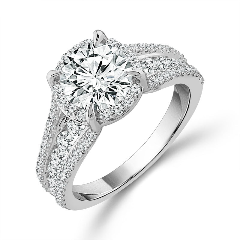 Diamond Bridal Ring 1 1/2 ct tw Center RD 14k White Gold