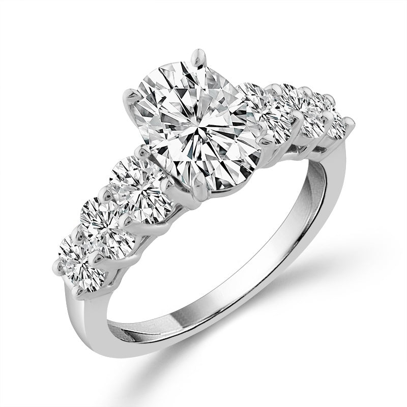 Diamond Bridal Ring 1 1/2 ct tw Center OV 14k White Gold