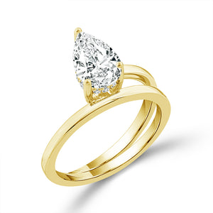 Diamond Bridal Ring 3/4 ct tw Center PE 14k White Gold