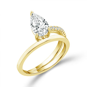 Diamond Bridal Ring 3/4 ct tw Center PE 14k White Gold