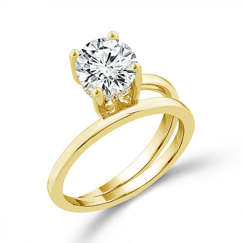 Diamond Bridal Ring 3/4 ct tw Center RD 14k White Gold