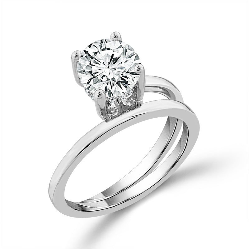 Diamond Bridal Ring 1 1/2 ct tw Center RD 14k White Gold
