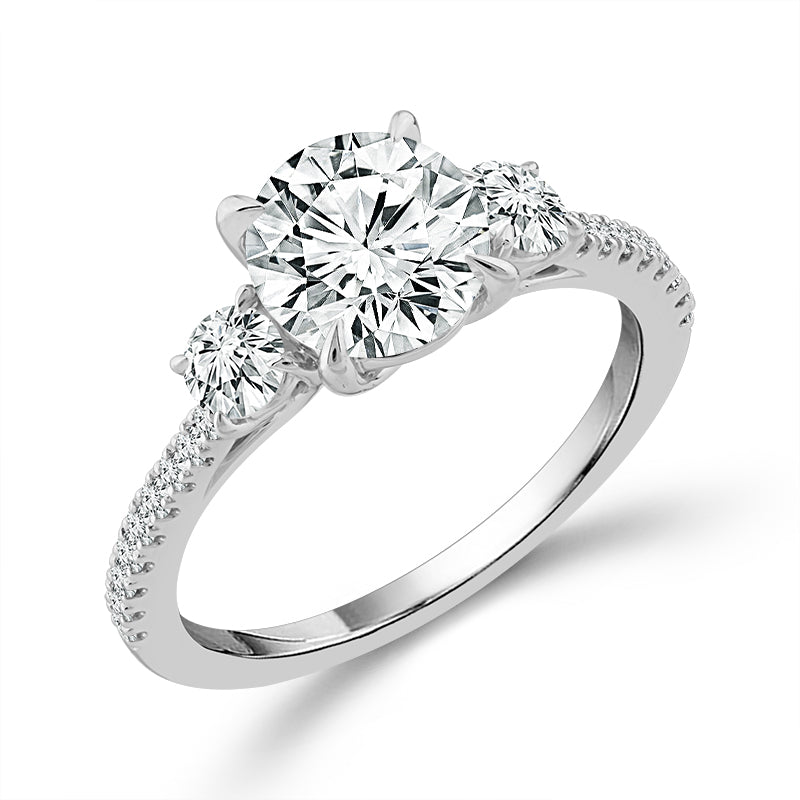 Diamond 3-Stone Ring 2 ct tw 14k White Gold