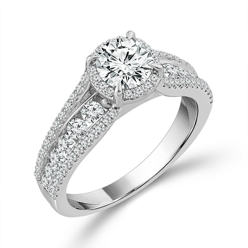 Diamond Bridal Ring 3/4 ct tw Center RD 14k White Gold