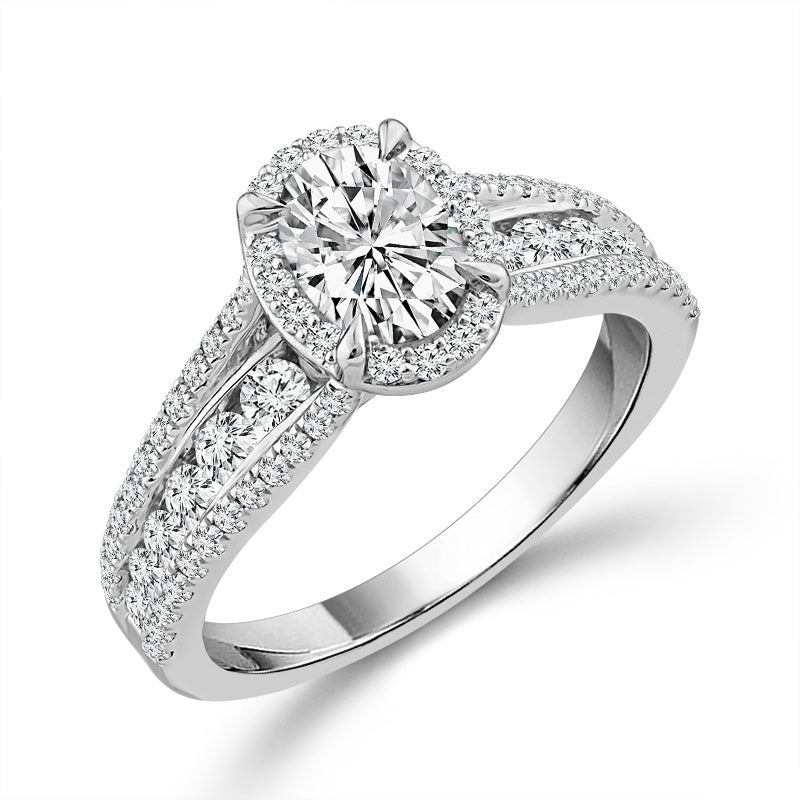 Diamond Bridal Ring 3/4 ct tw Center OV 14k White Gold