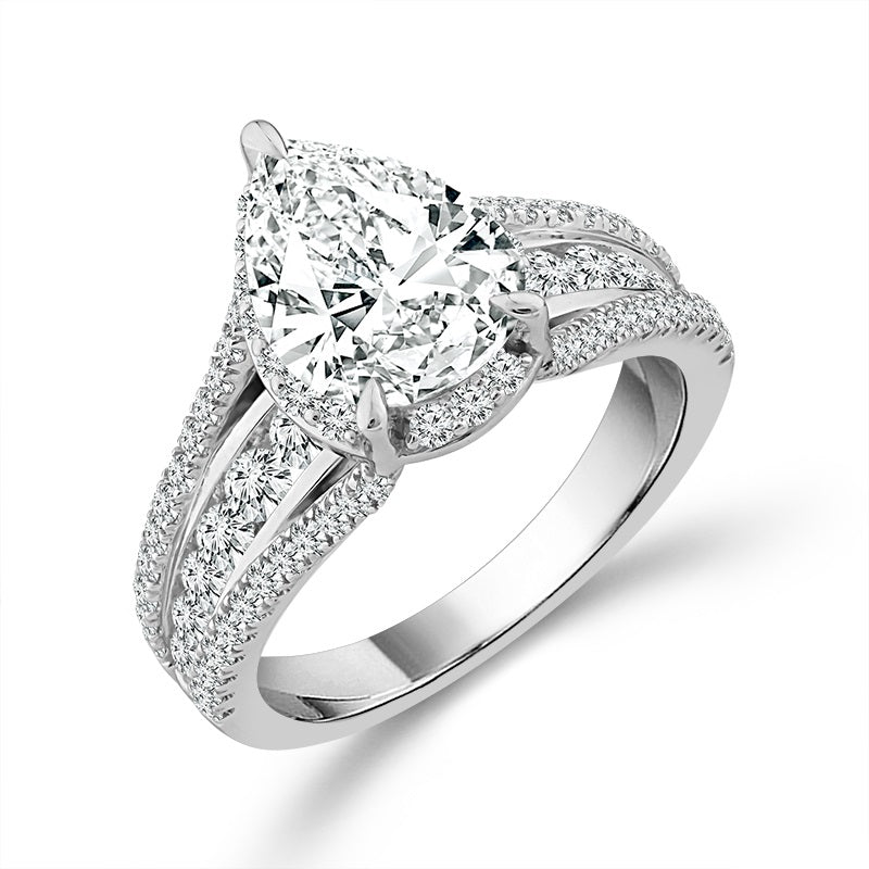 Diamond Bridal Ring 1 1/2 ct tw Center PE 14k White Gold