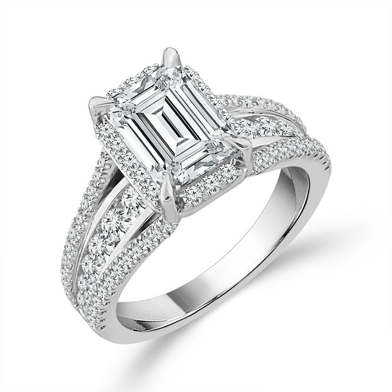 Diamond Bridal Ring 1 1/2 ct tw Center EM 14k White Gold