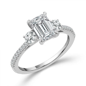 Diamond Bridal Ring 1 1/2 ct tw Center EM 14k Yellow Gold