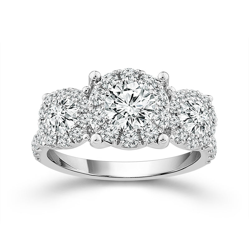 Diamond 3-Stone Ring 2 ct tw 14k White Gold