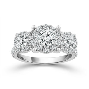 Diamond 3-Stone Ring 2 ct tw 14k White Gold