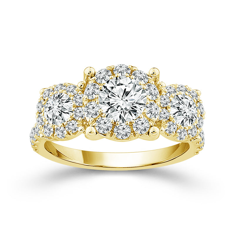 Diamond 3-Stone Ring 2 ct tw 14k White Gold