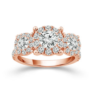 Diamond 3-Stone Ring 2 ct tw 14k White Gold