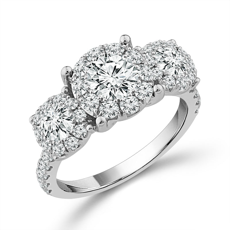 Diamond 3-Stone Ring 2 ct tw 14k White Gold