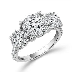 Diamond 3-Stone Ring 2 ct tw 14k White Gold