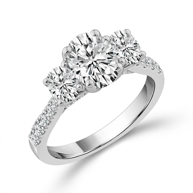 Diamond 3-Stone Ring 2 ct tw 14k White Gold