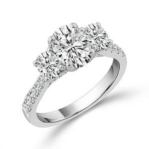 Diamond 3-Stone Ring 2 ct tw 14k White Gold