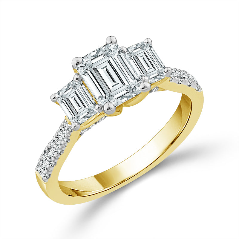Diamond 3-Stone Ring 2 ct tw 14k White Gold