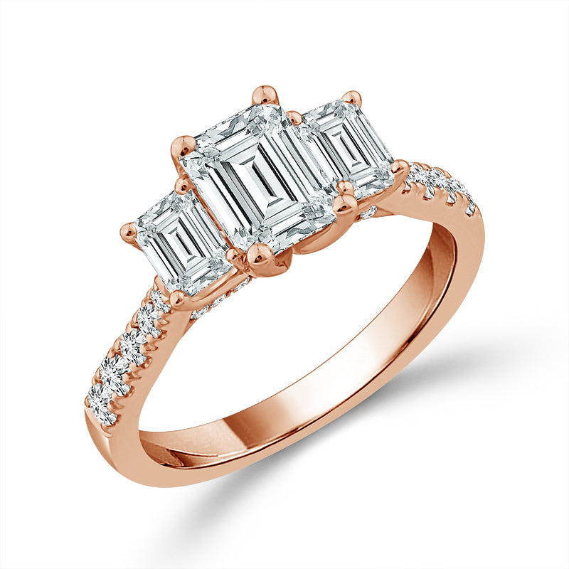 Diamond 3-Stone Ring 2 ct tw 14k White Gold