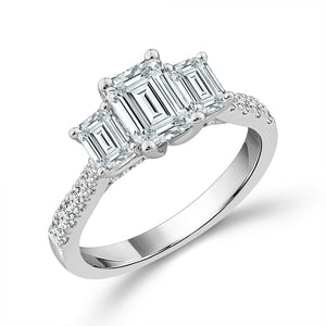 Diamond 3-Stone Ring 2 ct tw 14k White Gold