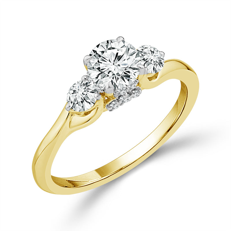Diamond 3-Stone Ring 1 ct tw 14k Yellow Gold