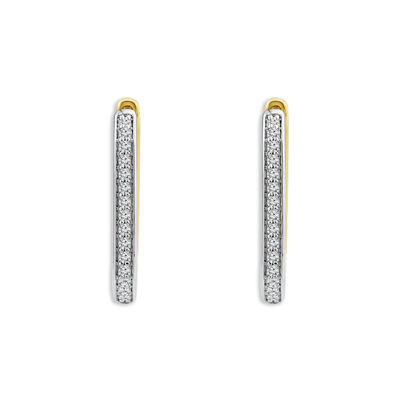 Diamond Hoops Earrings 0.13 ct tw 10k Yellow Gold+10k White Gold