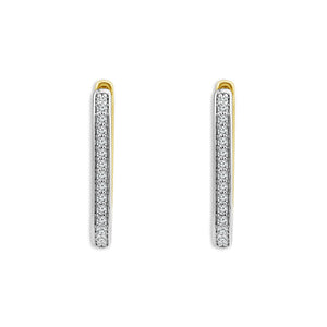 Diamond Hoops Earrings 0.13 ct tw 10k Yellow Gold+10k White Gold