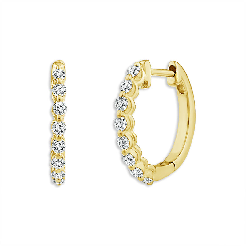 Diamond Hoops Earrings 0.33 ct tw 10k Yellow Gold