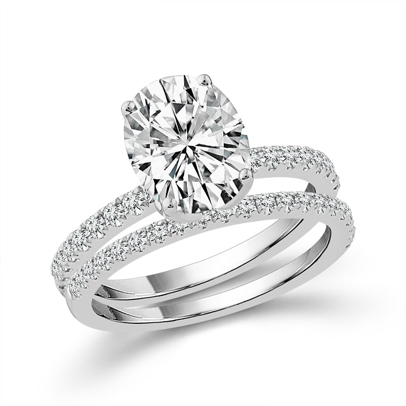 Diamond Bridal Set 0.50 ct tw Center Oval Platinum