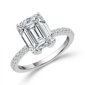 Diamond Bridal Set 0.50 ct tw Center Emerald Platinum