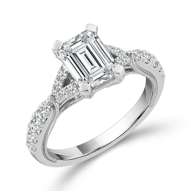 Diamond Engagement Ring 0.50 ct tw Center Emerald 14k Yellow Gold