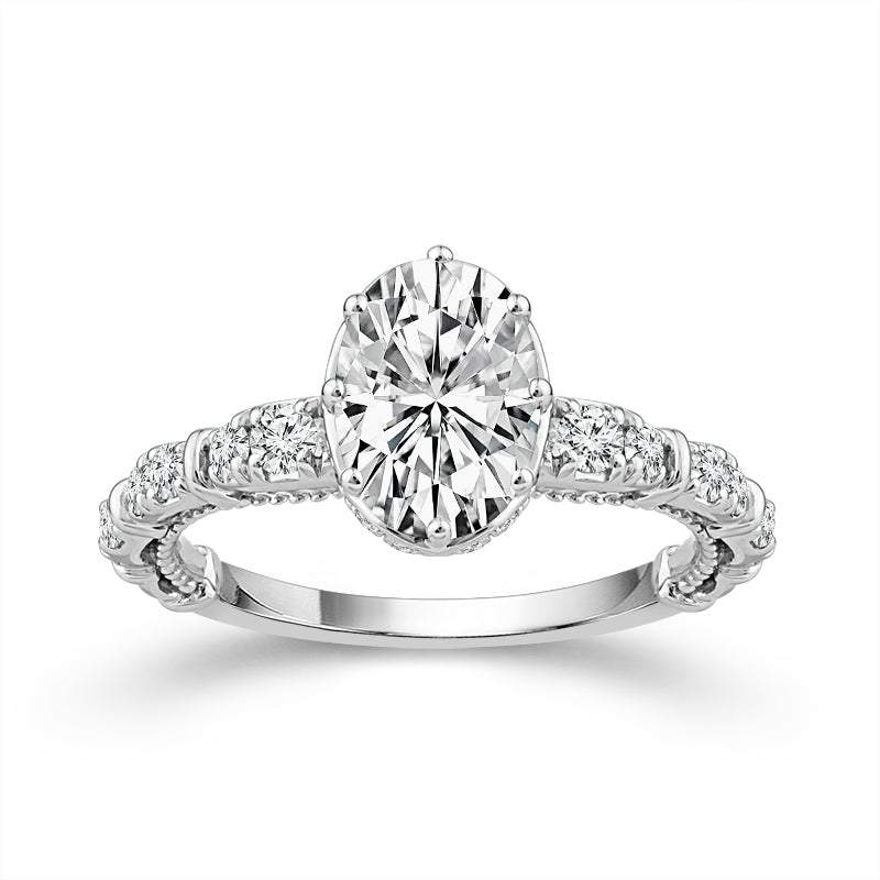 Diamond Engagement Ring 0.63 ct tw Center Oval 14k White Gold
